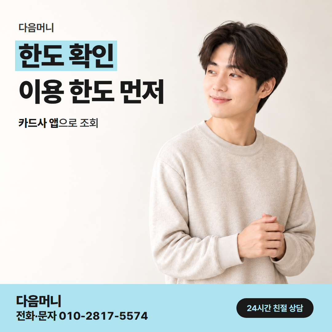 다음머니 목포카드깡 밤에 조회하는 카드 한도